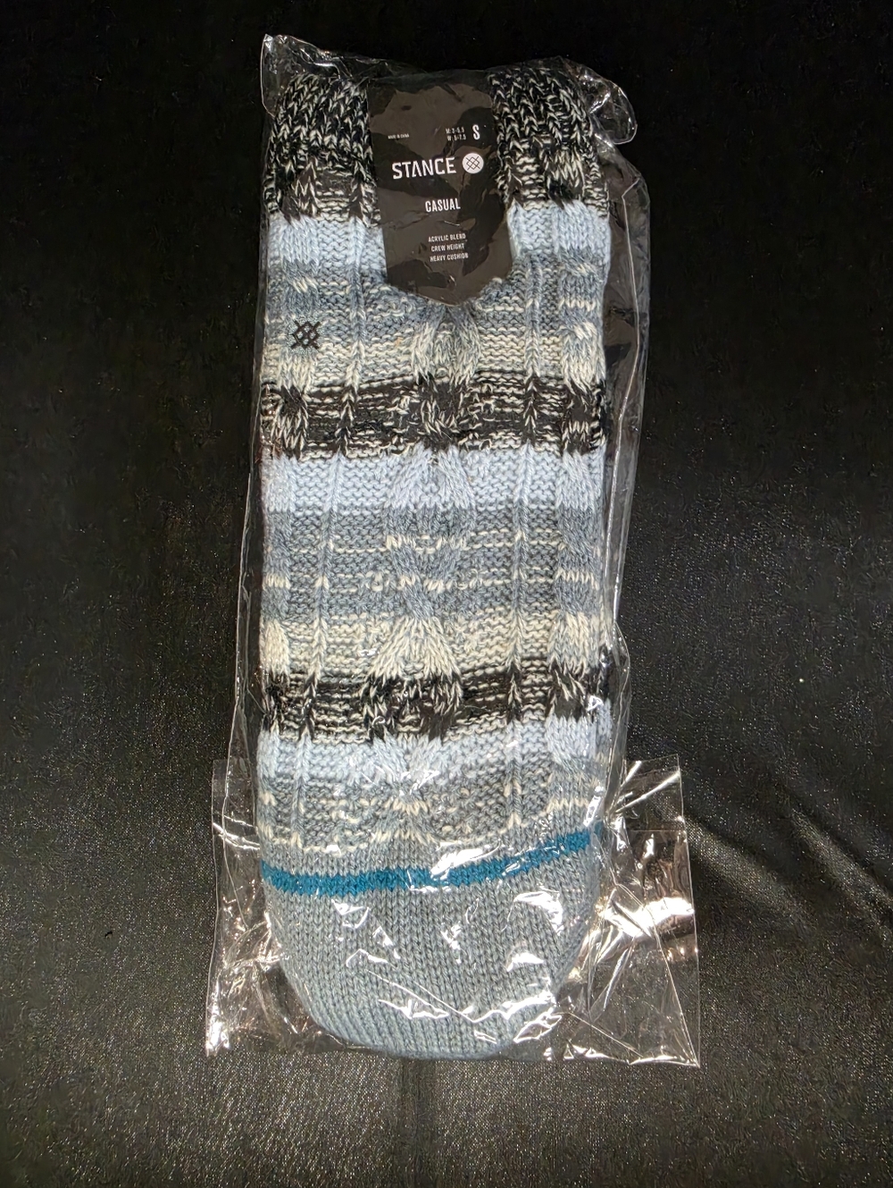 Stance Casual Crew Socks Size Small Blue Pattern Heavy Cushion New In Package